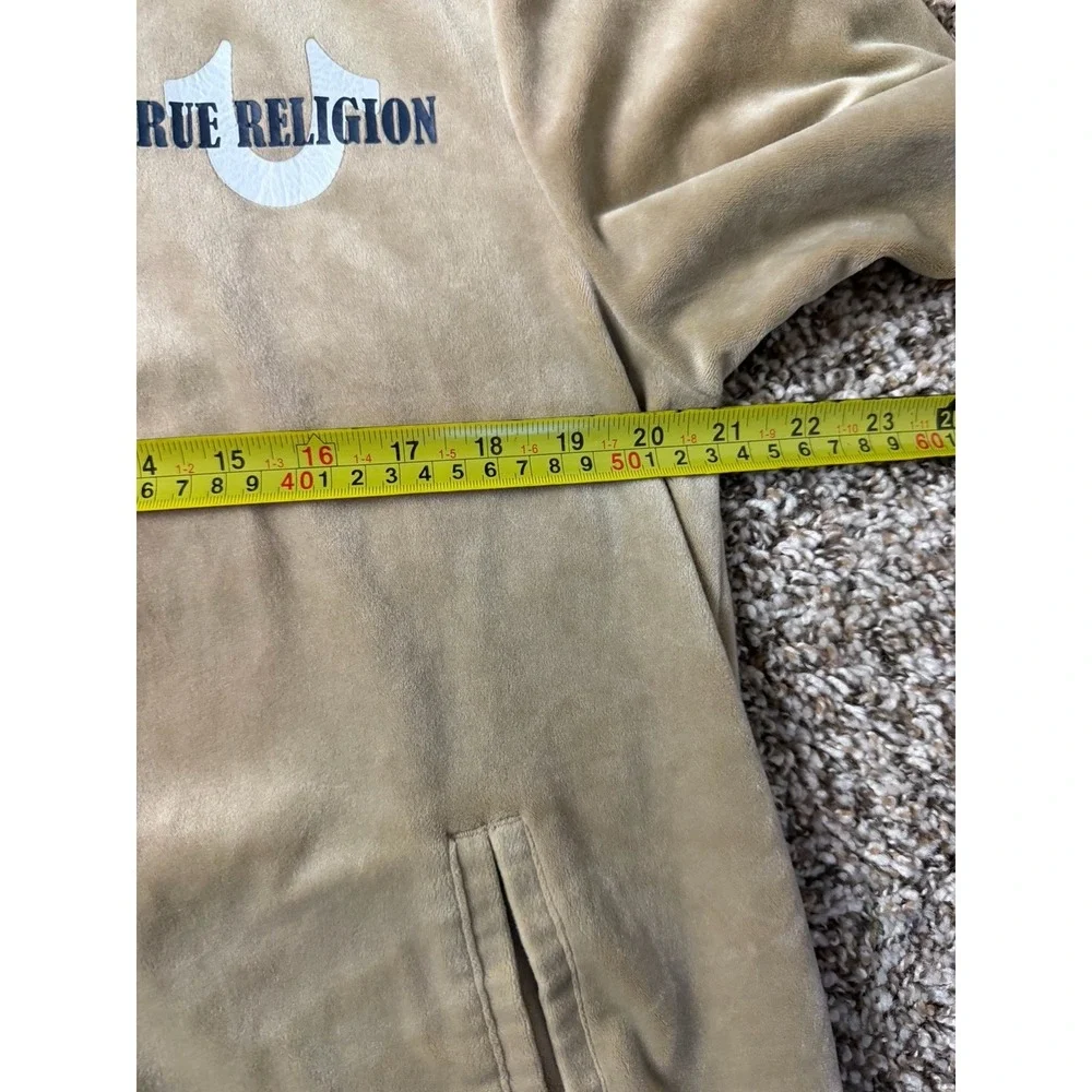 True Religion‎ Velour Tour Track Men's Size Medium Travertine Beige Full Zip